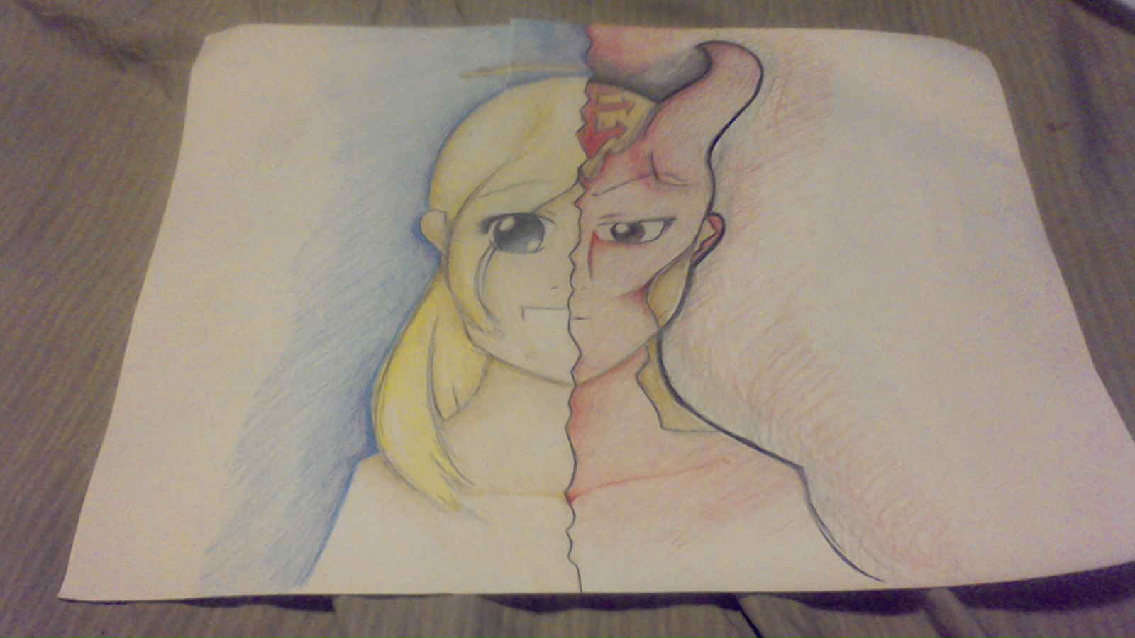 1600x900 half angel half demon - Half Angel Half Demon Drawing