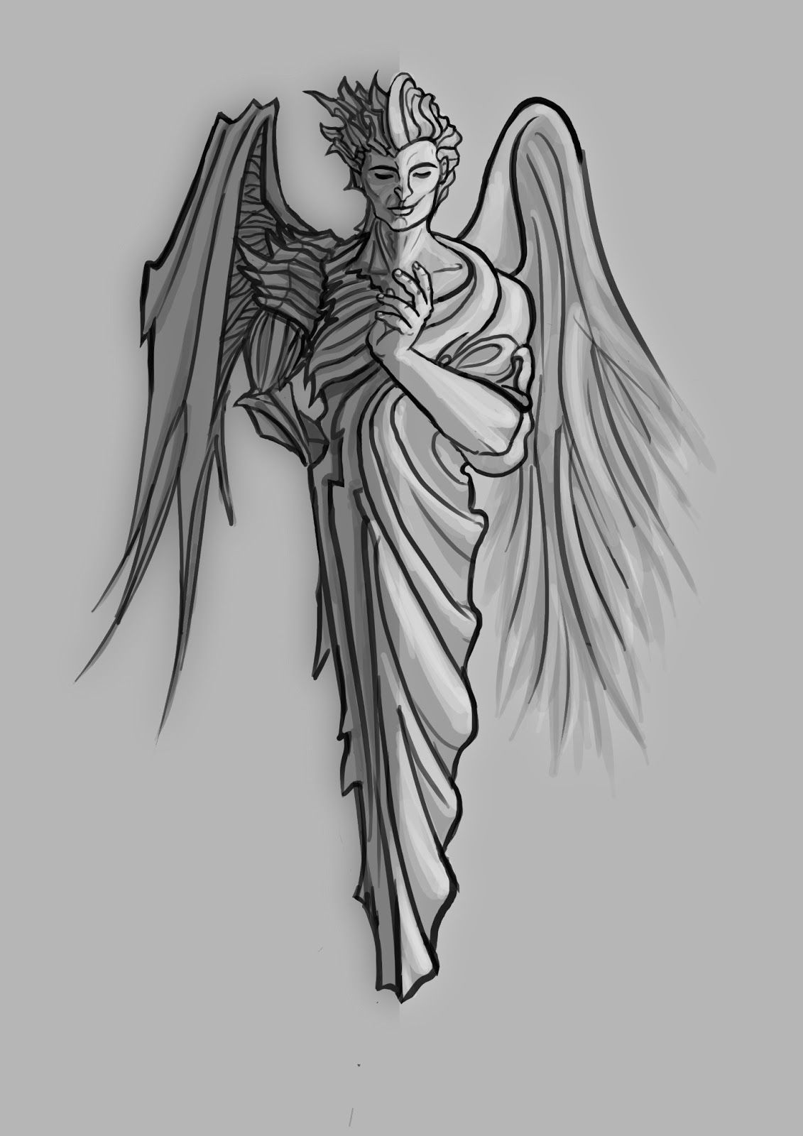Эскиз ангела и демона