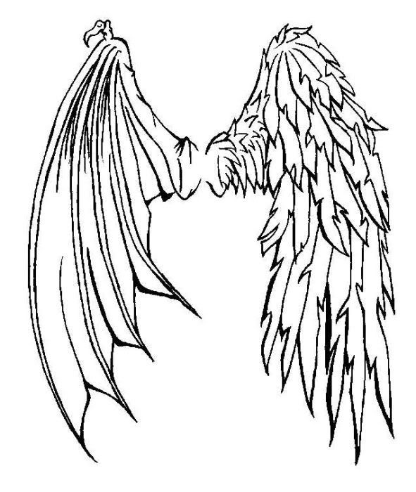 591x700 Half Angel Half Demon Wings Tattoo Tattoos Demons - Half Angel ...