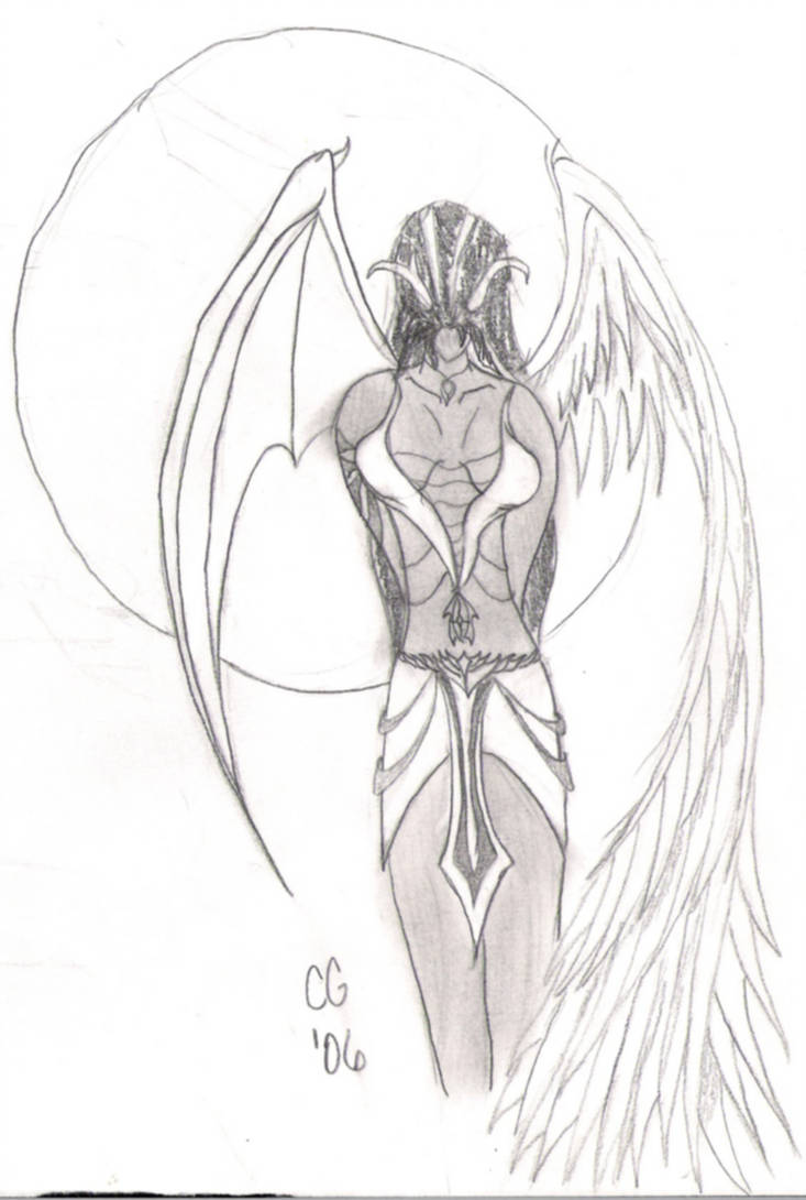 Half Angel Half Demon - Half Angel Half Demon Drawing. 