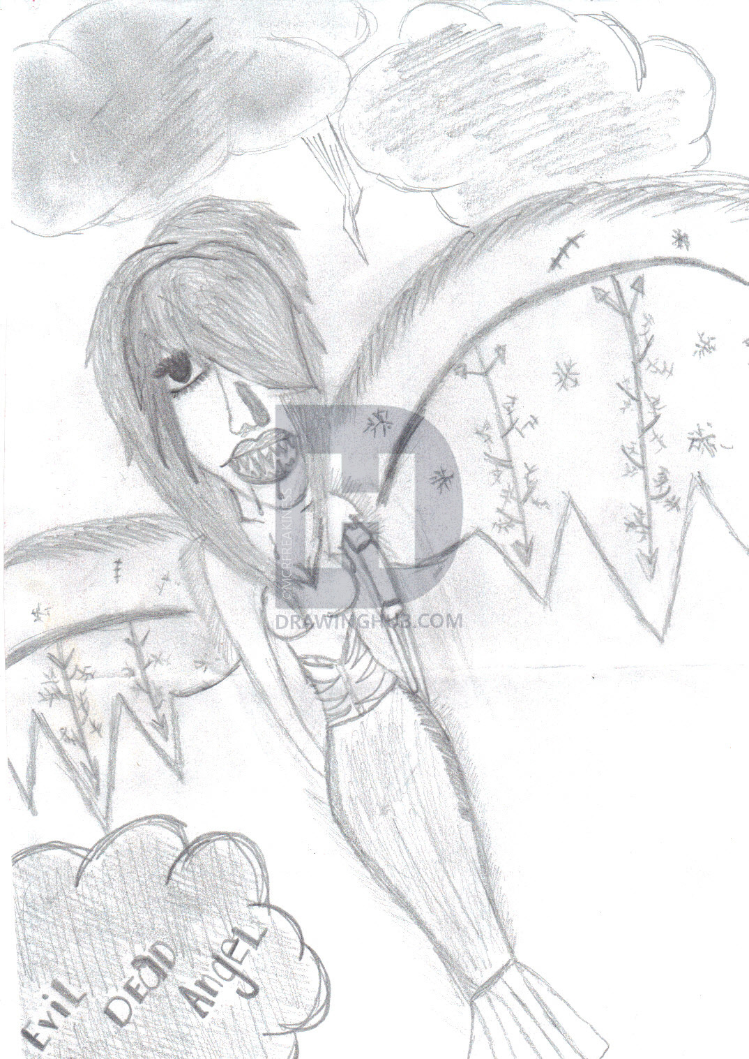 1074x1517 half demon, half angel drawing - Half Angel Half Demon Drawing