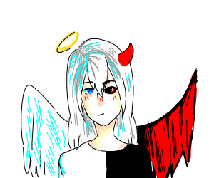 300x250 half demon half angel girl drawing - Half Angel Half Demon Drawing