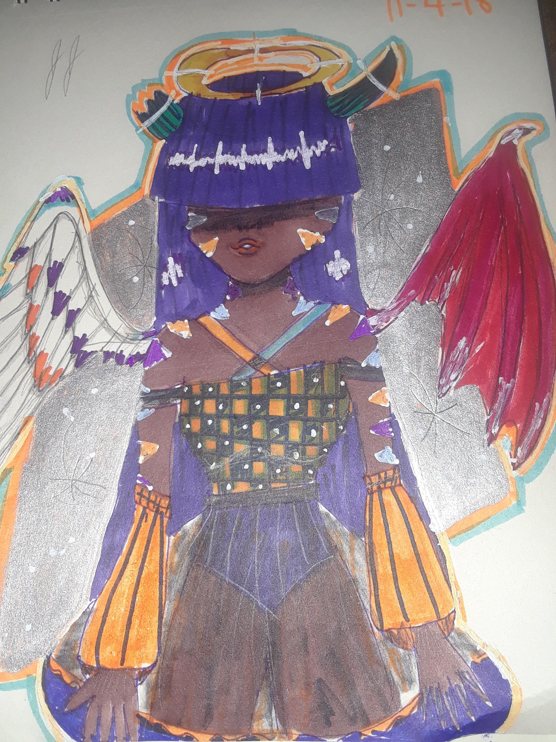 1932x2576 Drawing I Did In Free Time I Had Not That Good, But I Like It - Half Angel Half Demon Drawing