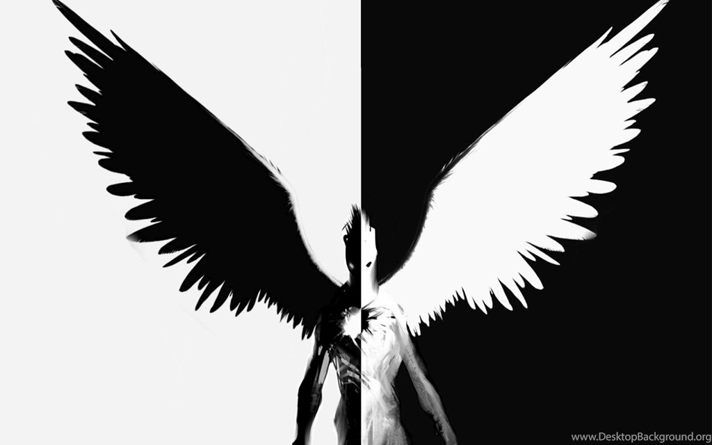1024x640 half angel, half demon wallpapers desktop background - Half Angel Half Demon Drawing