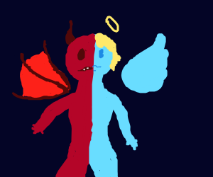 300x250 half devil, half angel drawing - Half Angel Half Devil Drawing