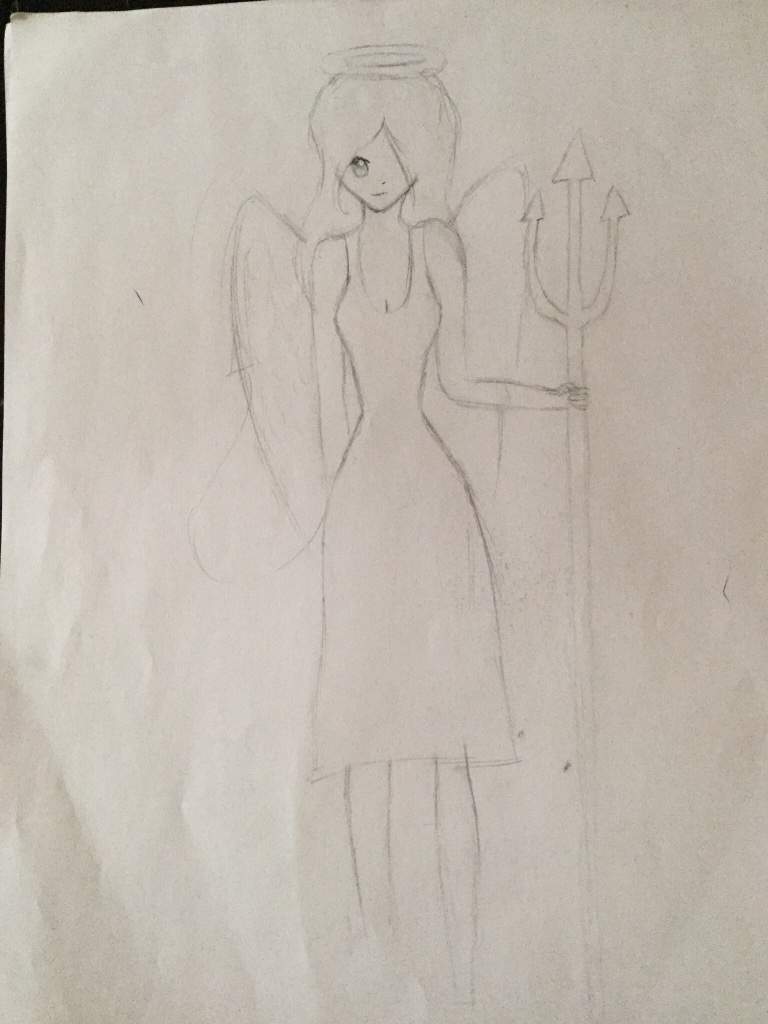 768x1024 half devil half angel girl doodles and drawings amino - Half Angel Half Devil Drawing