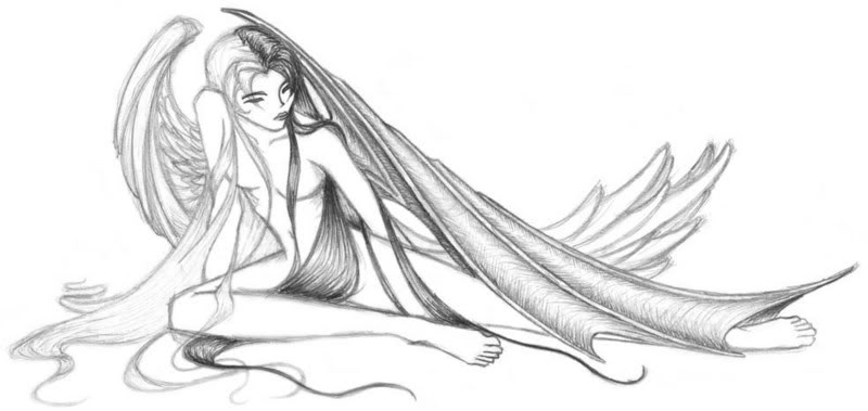 800x379 Devil And Angel Anime Drawing Anime Collection - Half Angel Half Devil Drawing