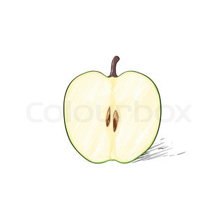 320x320 Green Apple Hand Draw Logo Color Icon Stock Vector Colourbox - Half Apple Drawing