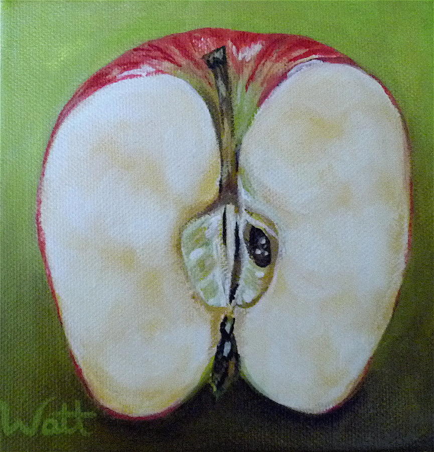 865x900 Half An Apple Painting - Half Apple Drawing