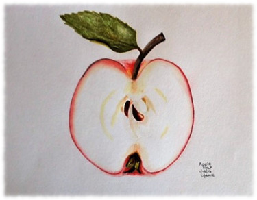375x292 Apple Half Drawing - Half Apple Drawing