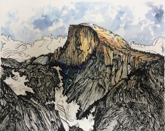 570x454 Half Dome Fine Art Print - Half Dome Drawing
