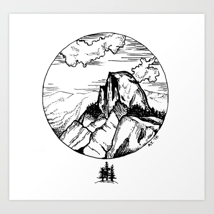 700x700 Wander With Yu - Half Dome Drawing