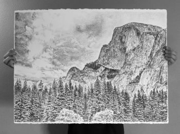 350x262 Artfido Buy Art Online Yosemite Half Dome Pen And Ink Drawing - Half Dome Drawing