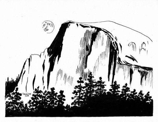 520x400 Drawing For Everyone Projects To Try Line Art Tattoos - Half Dome Drawing