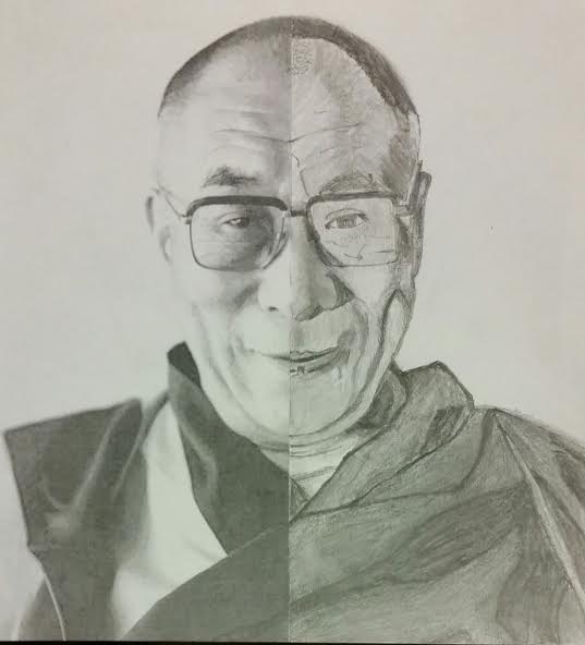 537x592 Half Face Drawing - Half Face Drawing