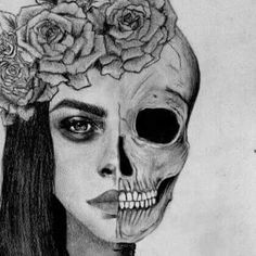 236x236 Best Half Face Drawing Images Disney Drawings, Cool Drawings - Half Girl Half Skull Drawing