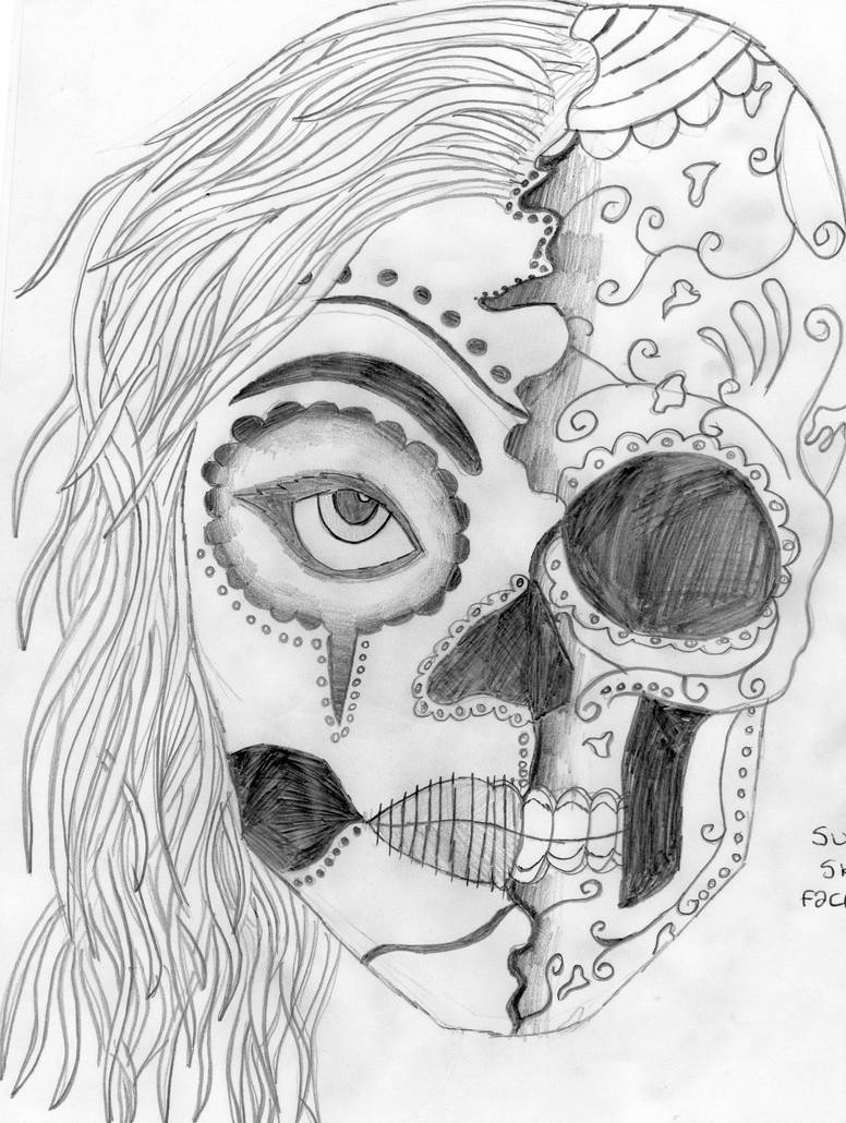 Half Girl Half Skull Drawing at Explore collection