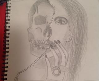 320x264 I Don't Know Half Skull Half Girl - Half Girl Half Skull Drawing