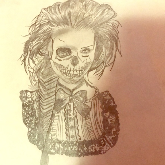 580x580 Other Half Skull Half Girl Drawing Poshmark - Half Girl Half Skull Drawing