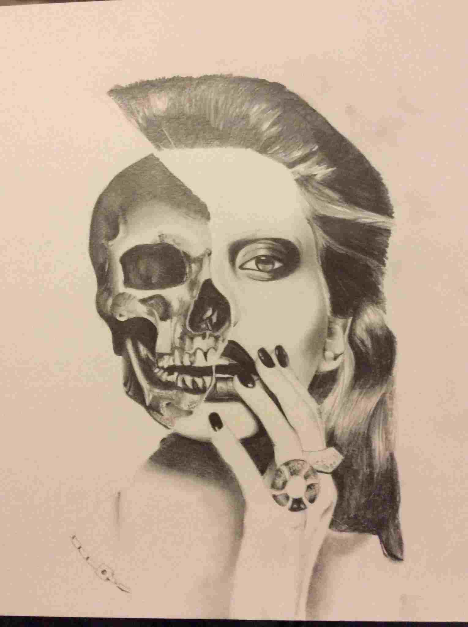 1529x2048 Pencil Ayoqq Demon Drawing Skulls - Half Girl Half Skull Drawing