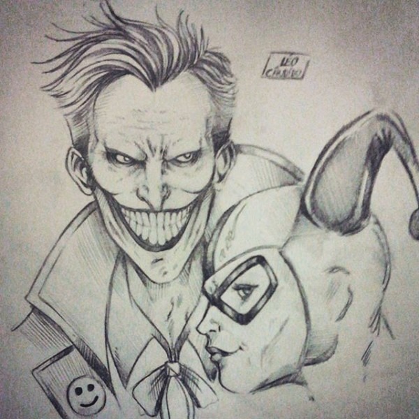 Half Joker Half Harley Quinn Drawing At Paintingvalleycom