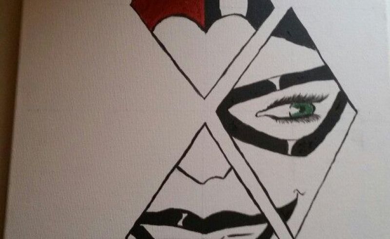 800x491 Joker Themed Acrylic Canvas Painting Painting For Home - Half Joker Half Harley Quinn Drawing