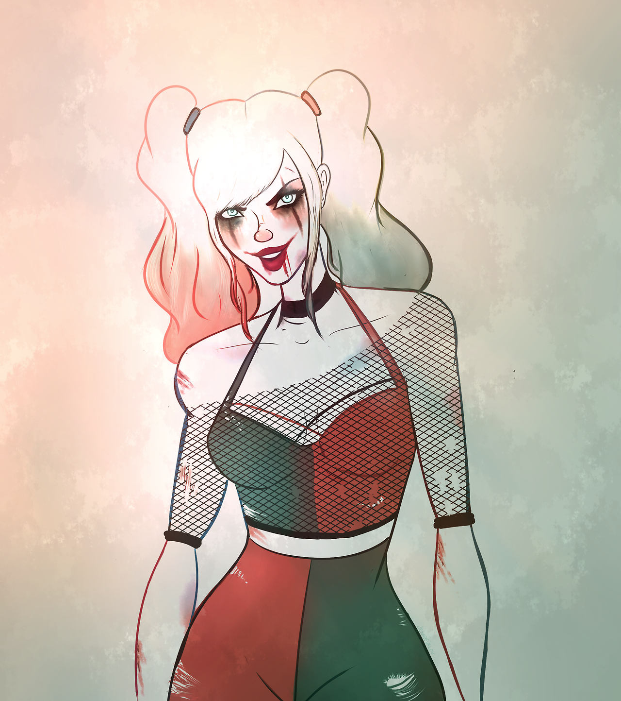 1280x1443 Jenapfurlou She Wears Strength And Darkness Equally Well - Half Joker Half Harley Quinn Drawing