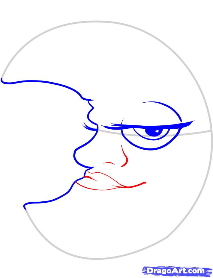 710x929 How To Draw A Crescent Moon, Step - Half Moon Drawing