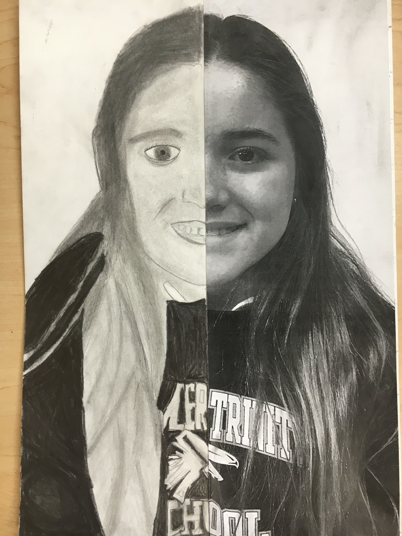 800x1066 Half Face Self Portraits - Half Photo Half Drawing