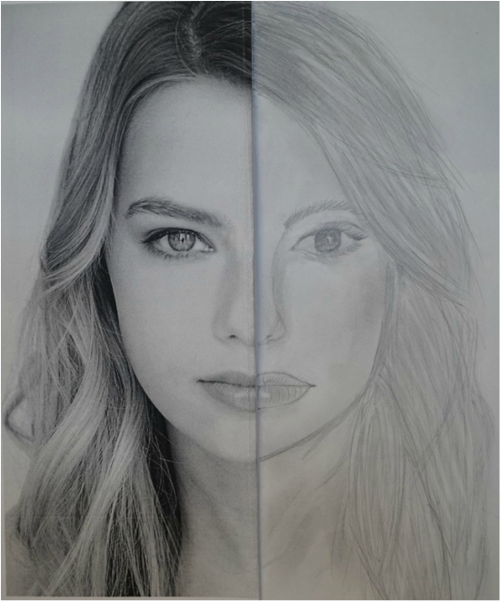 550x660 Portraits - Half Photo Half Drawing