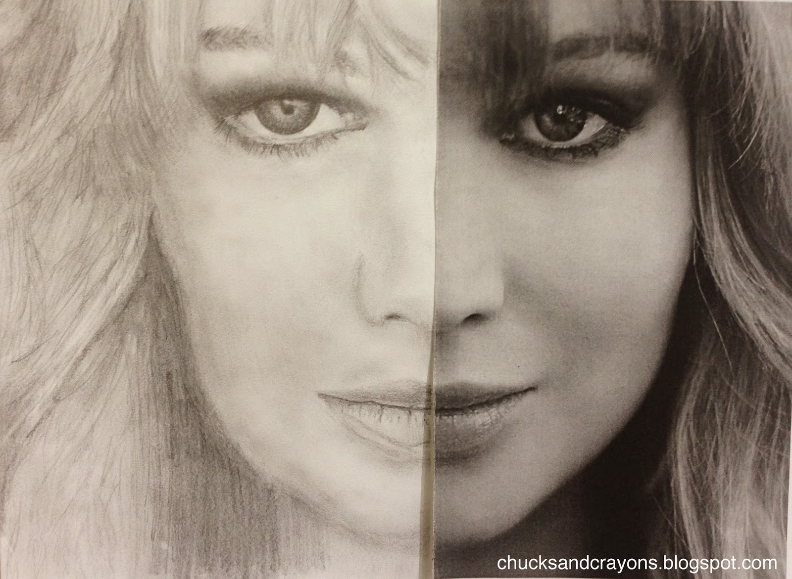 1600x1171 Chucks, Crayons, And A Little Creativity Celebrity Half Challenge - Half Photo Half Drawing