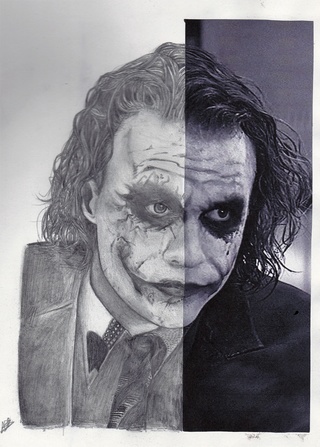 320x447 Heathledger Drawings On Paigeeworld Pictures Of Heathledger - Half Photo Half Drawing