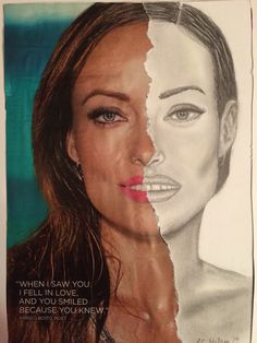 236x314 Cut Out Half Of Face In Magazine And Draw The Other Half Art - Half Photo Half Drawing