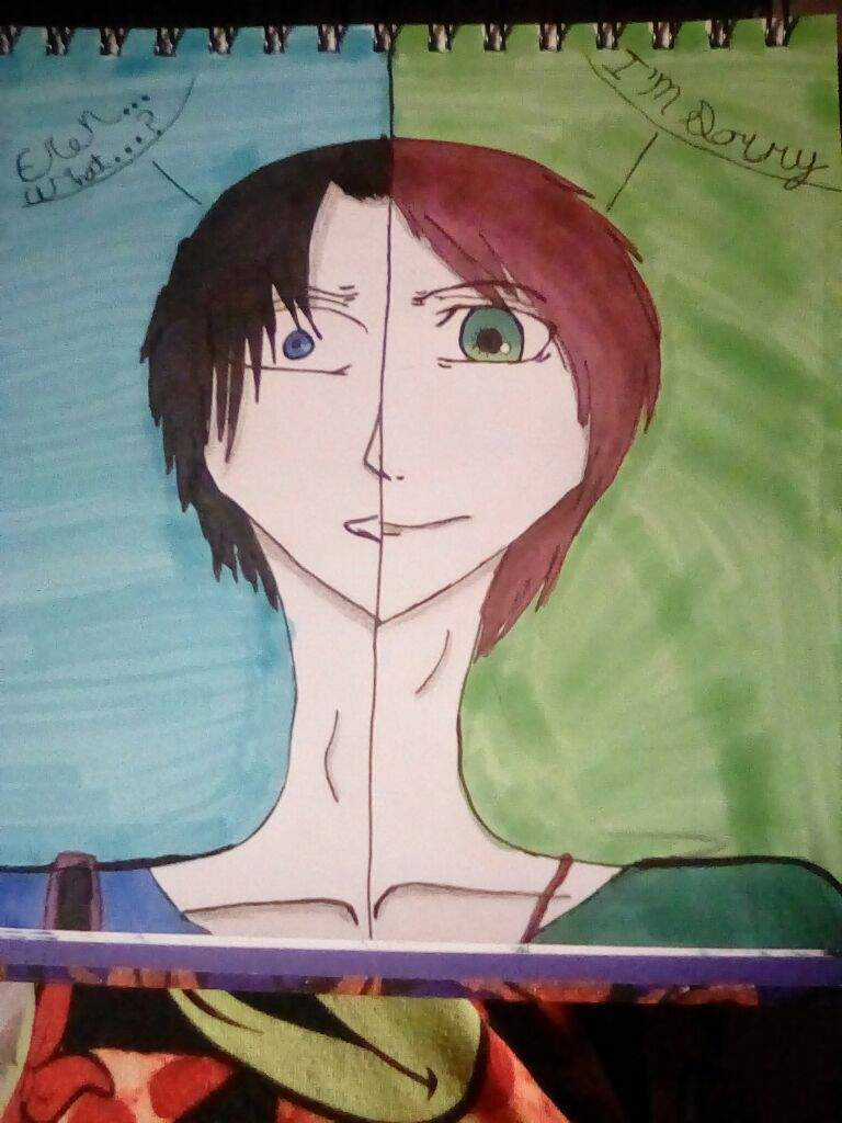 768x1024 Eren X Levi Half And Half Drawing Attack On Titan Amino - Half Photo Half Drawing