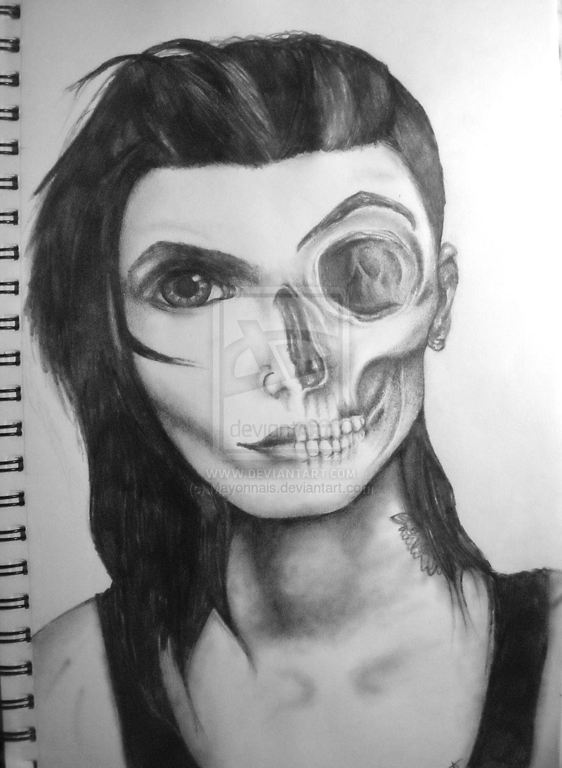 800x1093 Half Skeleton Face Drawing Pictures And Ideas On Meta Networks - Half Skeleton Face Drawing