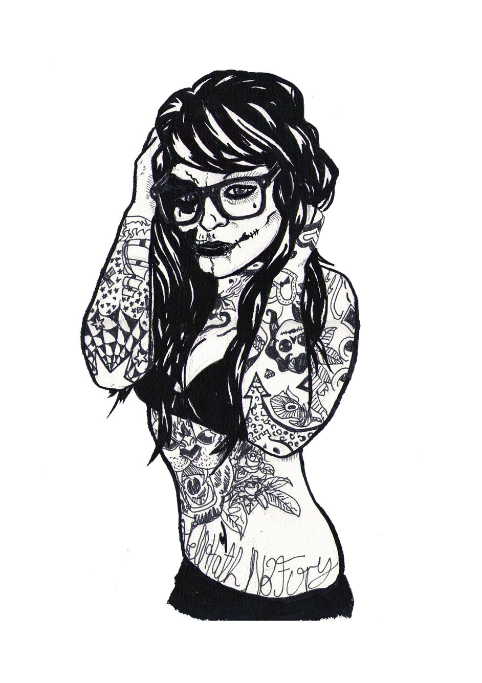 942x1335 Huge Collection Of 'half Skull Face Drawing' Download More Than - Half Skeleton Face Drawing