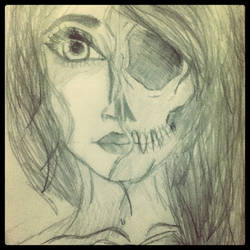 Half Skeleton Face Drawing at PaintingValley.com | Explore collection ...