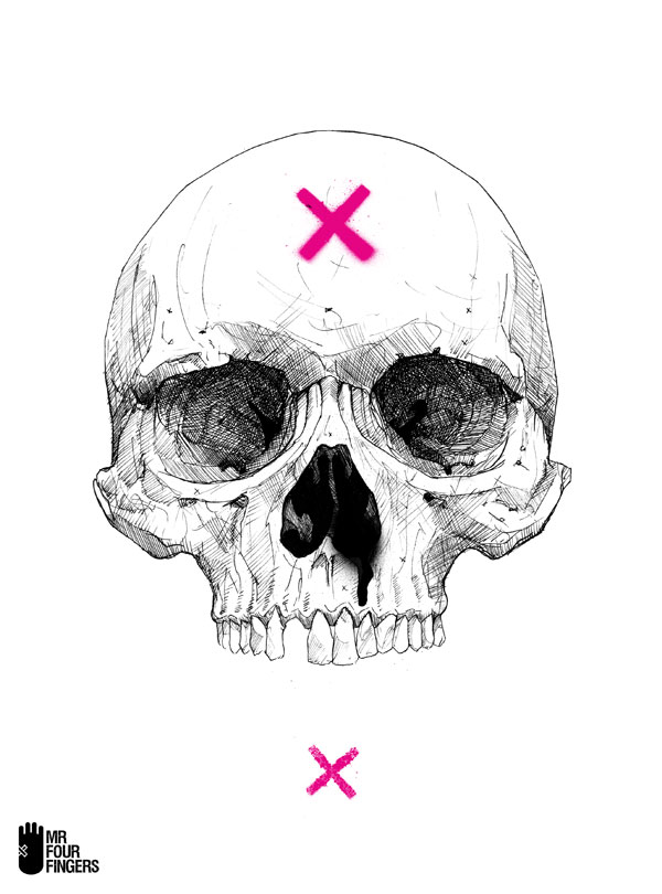 600x810 Pen And Ink Skull Drawing - Half Skull Drawing