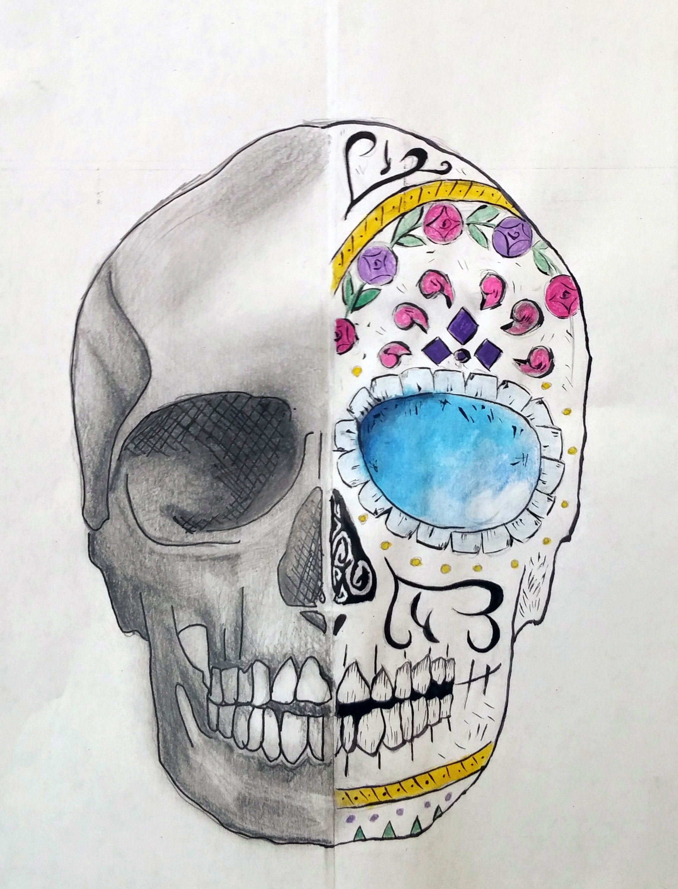 2246x2944 Sugar Skull Drawings Ms Murtagh's Art Room - Half Skull Drawing
