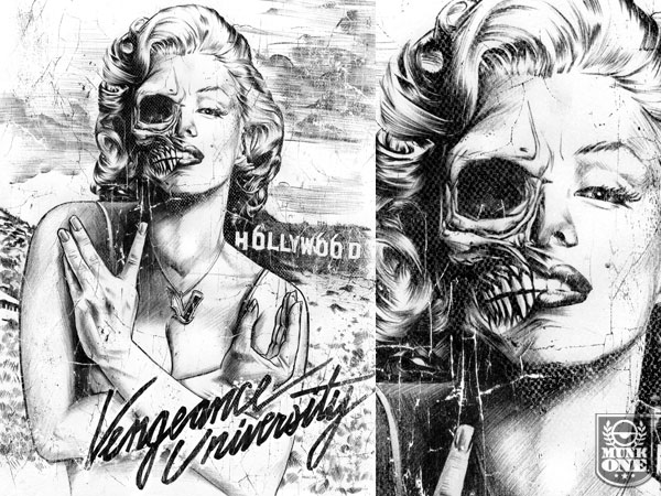 600x450 Marilyn Monroe Half Skull Face - Half Skull Face Drawing