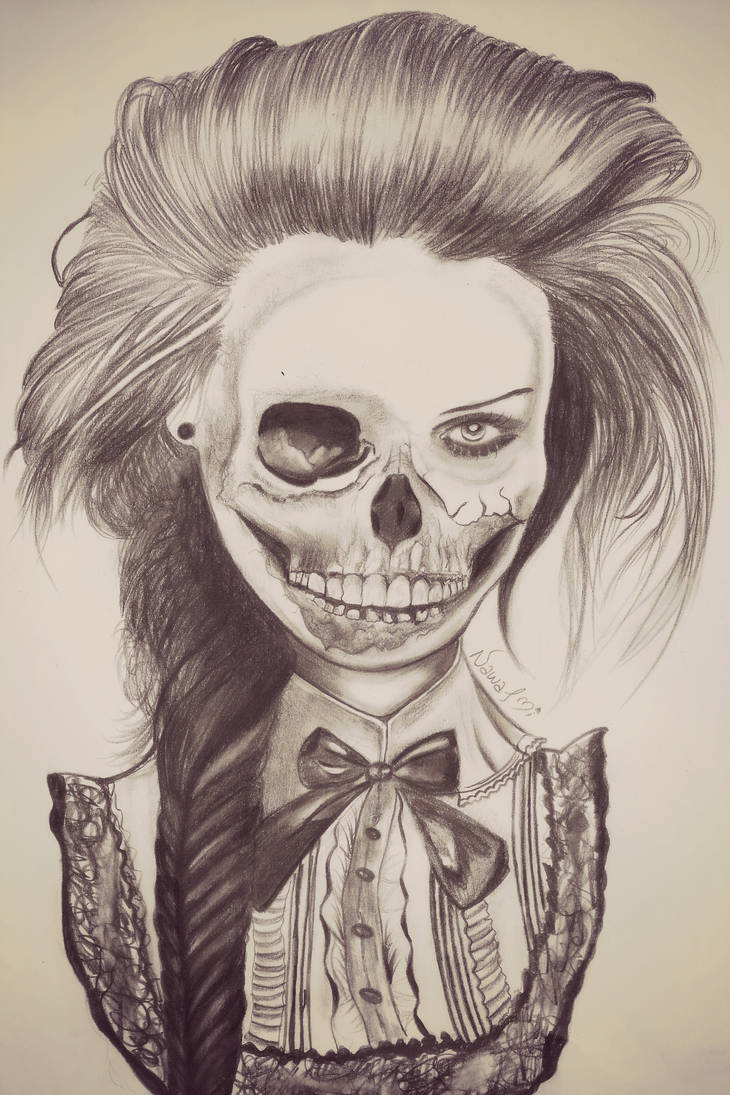 730x1095 Half Skull Face - Half Skull Face Drawing