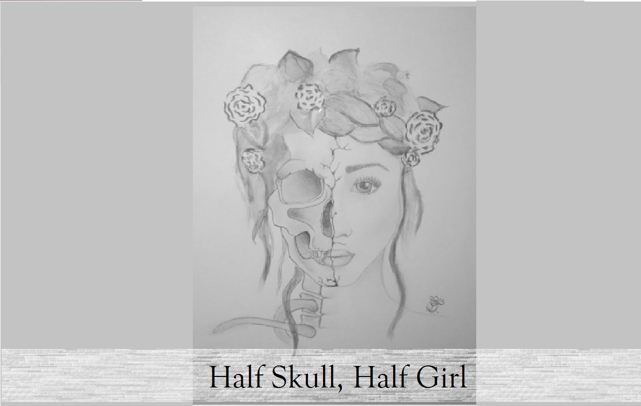 1280x811 Collection Of 'half Face Half Skull Drawing' Download More Than - Half Skull Face Drawing