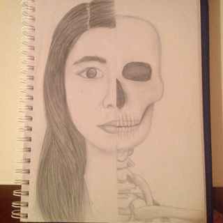 320x320 Half Self Portrait And Half Skull! We're All A Little Dead Inside - Half Skull Half Face Drawing