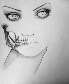 236x288 Huge Collection Of 'half Skull Face Drawing' Download More Than - Half Skull Half Face Drawing