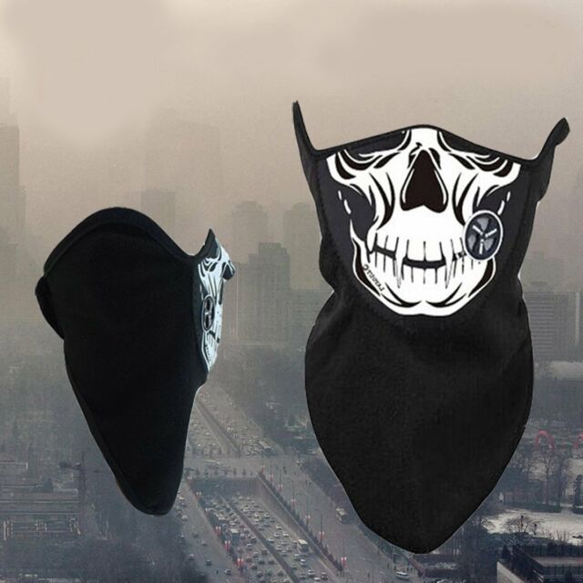 640x640 Windproof Winter Bandana Bike Motorcycle Skull Half Face Neck Mask - Half Skull Half Face Drawing
