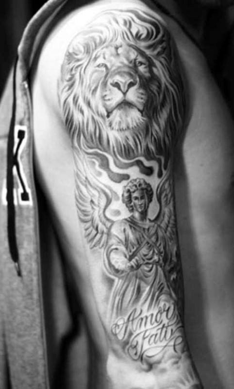 482x800 Lion Sleeve Tattoo Designs For Men - Half Sleeve Tattoo Drawings