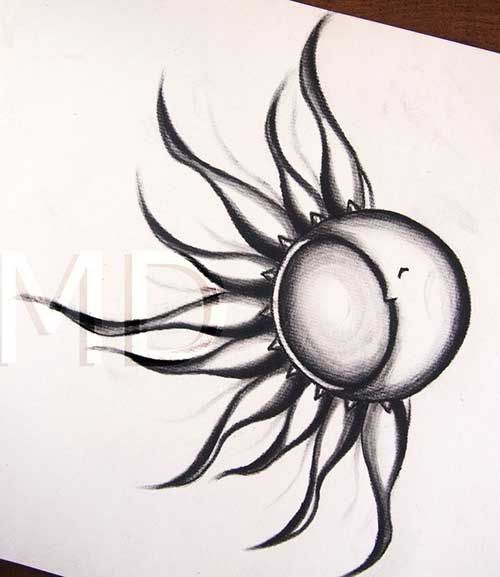 Half Sun Half Moon Drawing at PaintingValley.com | Explore collection