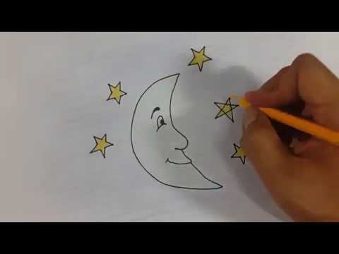 480x360 How To Draw Moon And Stars Step - Half Sun Half Moon Drawing