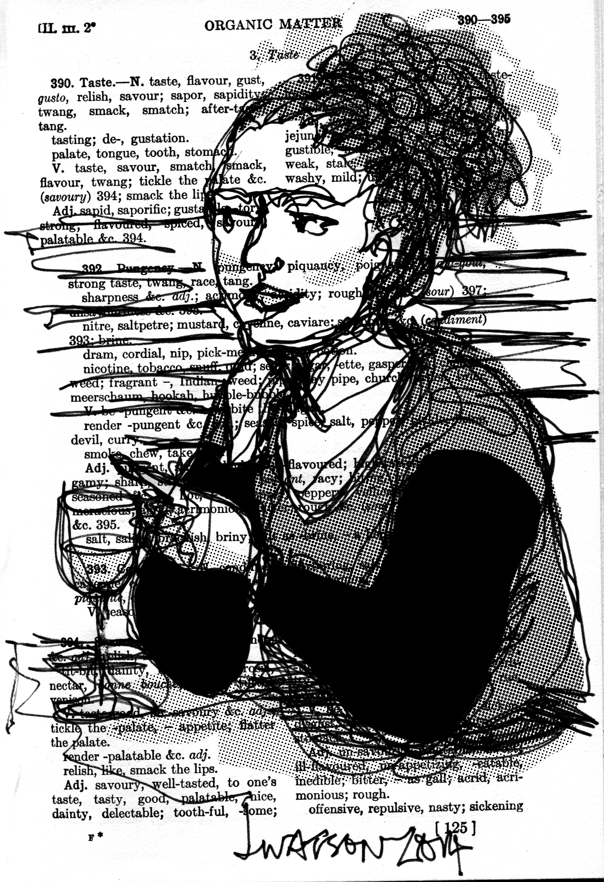 2067x3017 Continuous Line Drawing With Halftone Endpapers - Halftone Drawing