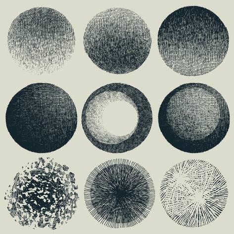 473x473 Grunge Halftone Drawing Textures Set Vector Illustration Print - Halftone Drawing